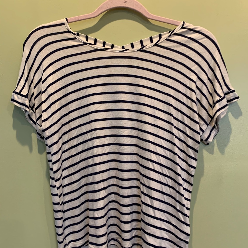 navy and white stripe shirt